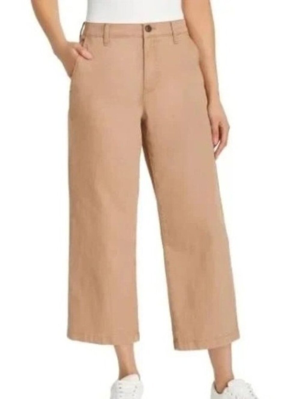 NWT Ella Moss Women's 6 Brown Wide Leg Crop Pants Cotton-Blend